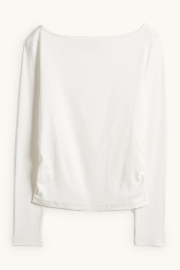 Dámské - Tričko s dlouhým rukávem - slim fit - bílá