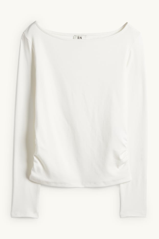 Dámské - Tričko s dlouhým rukávem - slim fit - bílá