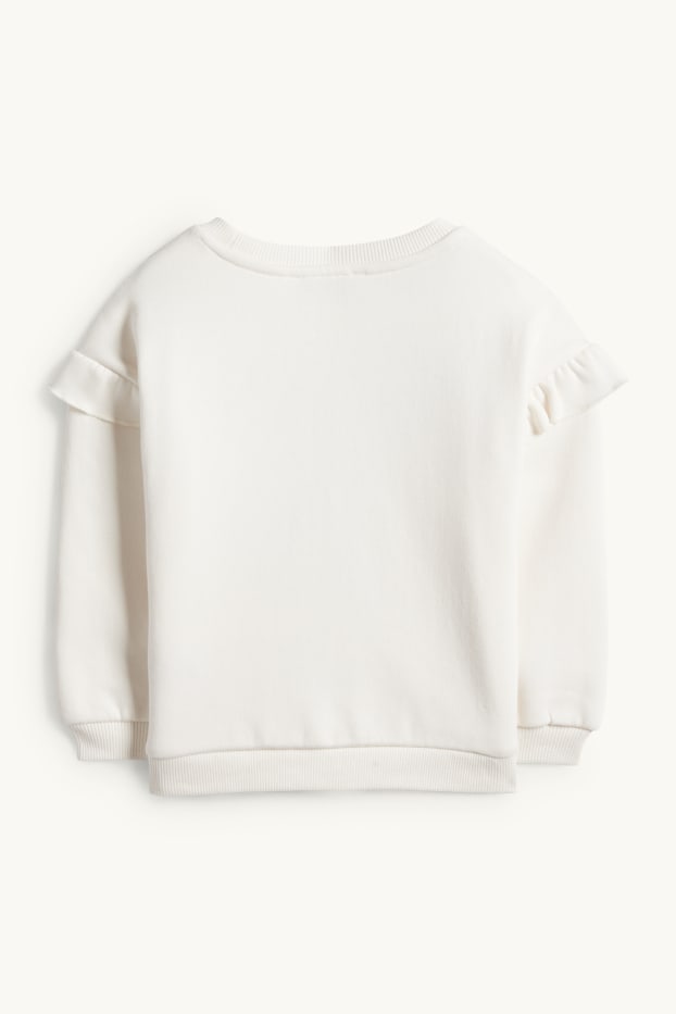 Bambine - Fiocco - felpa - effetto brillante - bianco crema