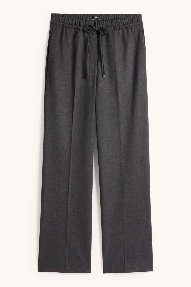 Damen - Stoffhose - Mid Waist - Wide Leg - dunkelgrau