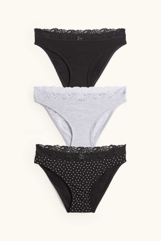 Femmes - Lot de 3 - culottes - noir