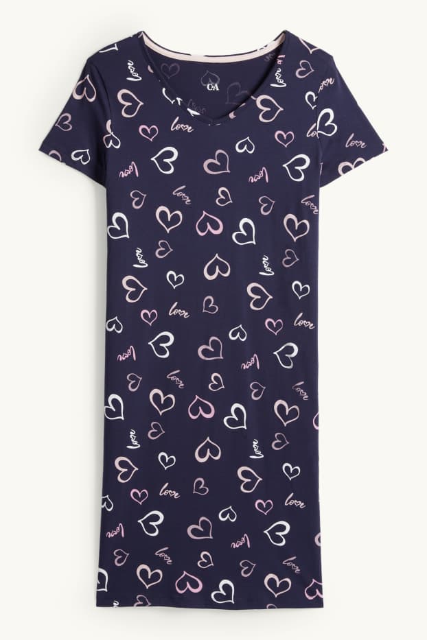 Donna - Camicia da notte - fantasia - blu scuro