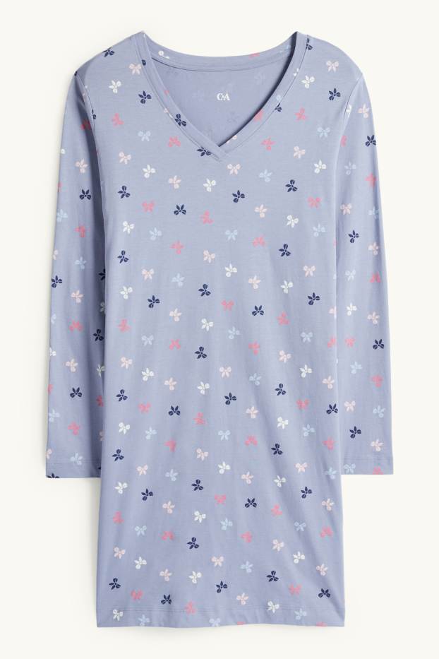 Dames - Nachthemd - met patroon - blauw