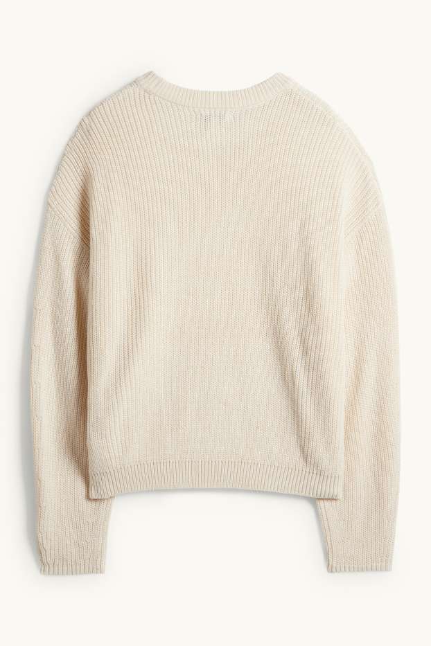 Damen - Pullover - gerippt - hellbeige