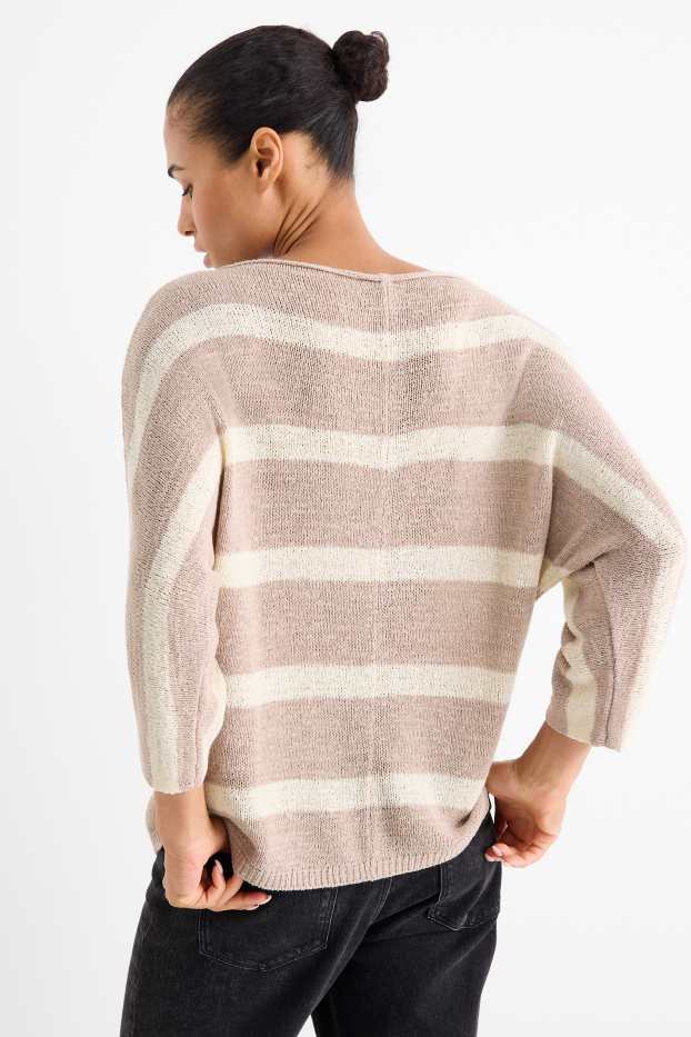 Dames - Trui - gestreept - beige