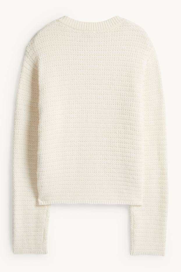 Femmes - Gilet en maille - finition texturée - crème