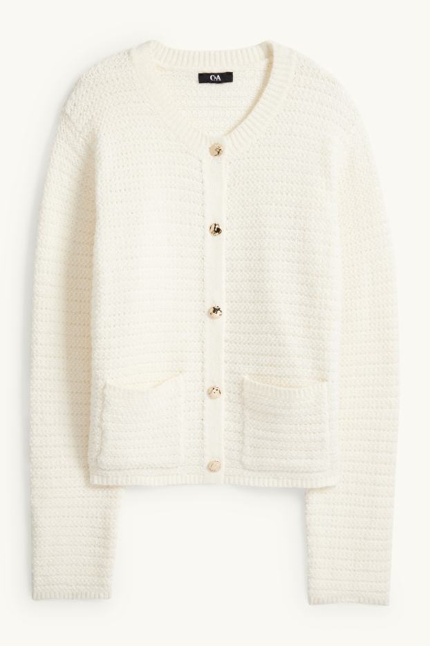 Femmes - Gilet en maille - finition texturée - crème