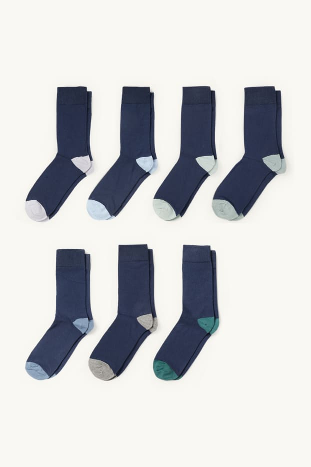 Heren - Set van 7 paar - sokken - donkerblauw