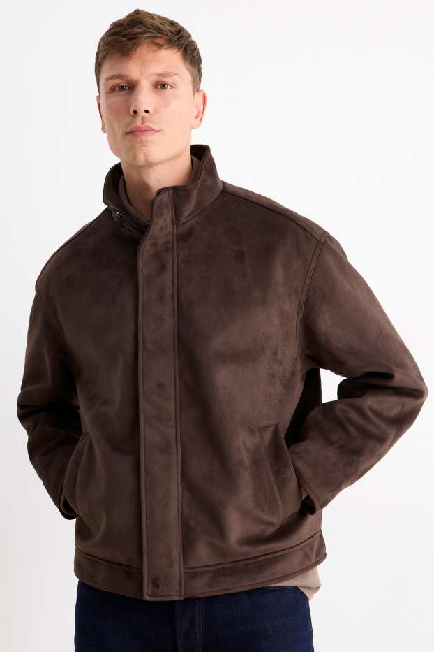 Herren - Jacke - Velourslederimitat - dunkelbraun