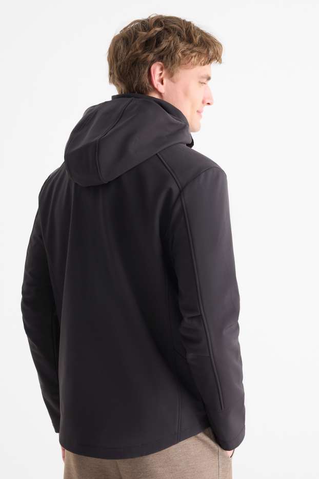 Hommes - Veste à coquille souple avec capuche - déperlante - noir