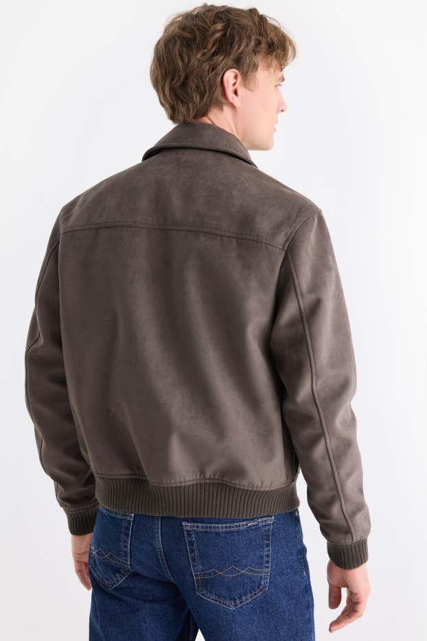 Heren - Jas - imitatiesuède - donkerbruin