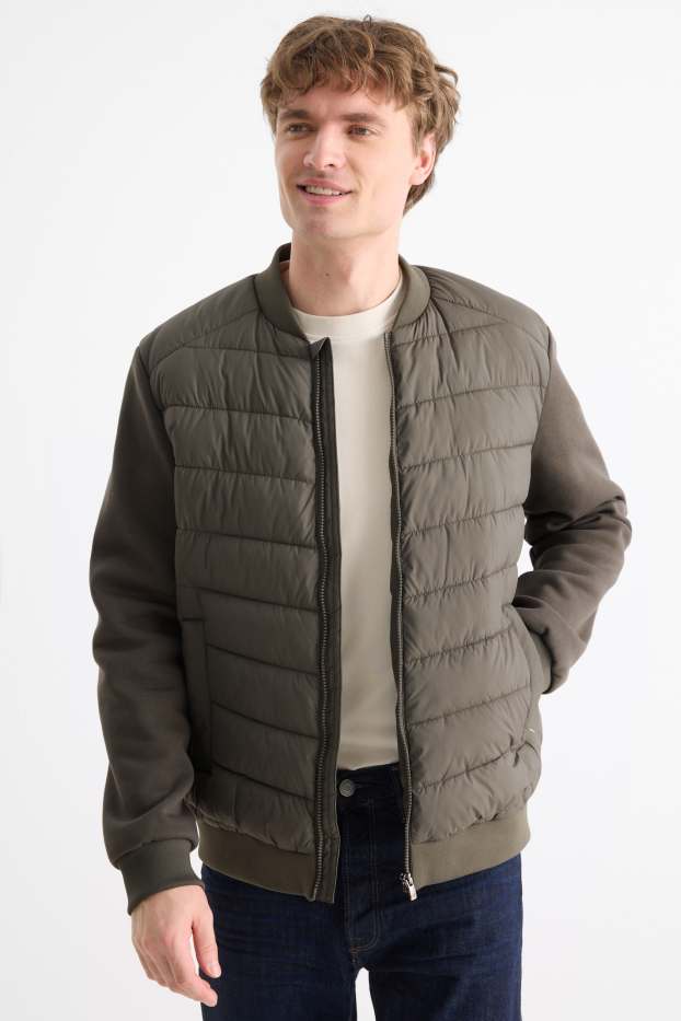 Pánské - Prošívaná bunda - tmavozelená