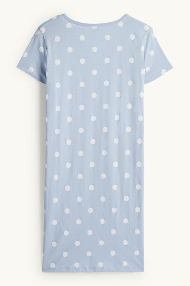 Donna - Camicia da notte - a pois - azzurro