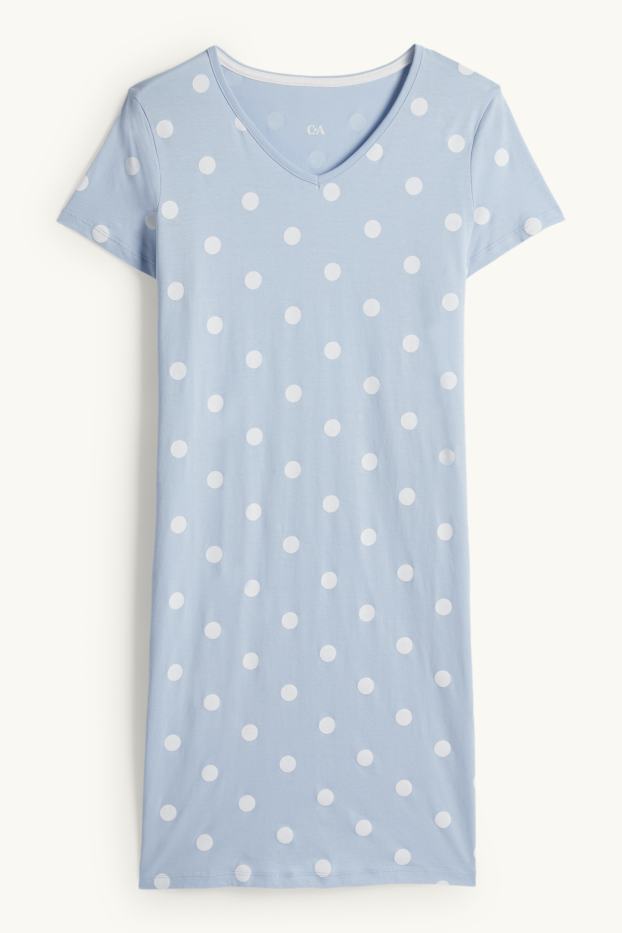 Donna - Camicia da notte - a pois - azzurro