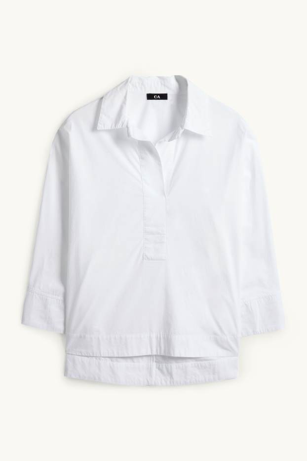 Donna - Blusa con scollo a V - bianco