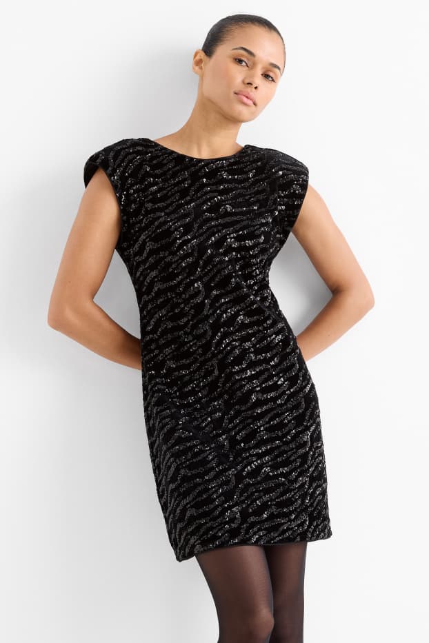 Femmes - Robe Bodycon en sequins - noir