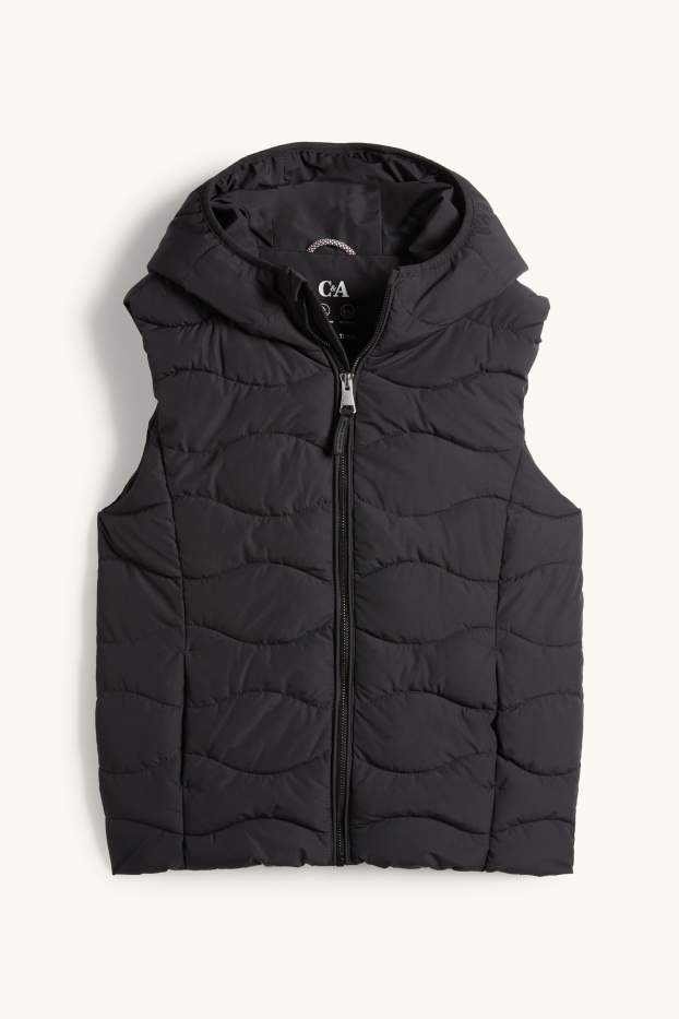 Enfants filles - Doudoune sans manches avec capuche - finition déperlante - noir