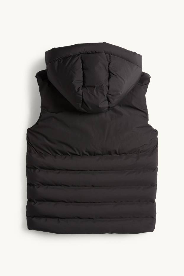 Copii - Băieți - Vestă matlasată cu glugă - rezistentă la apă - negru