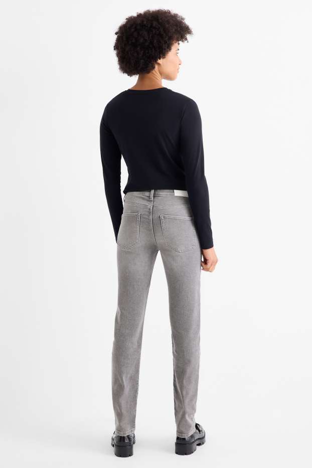 Dames - Slim jeans - mid waist - jog denim - jeanslichtgrijs