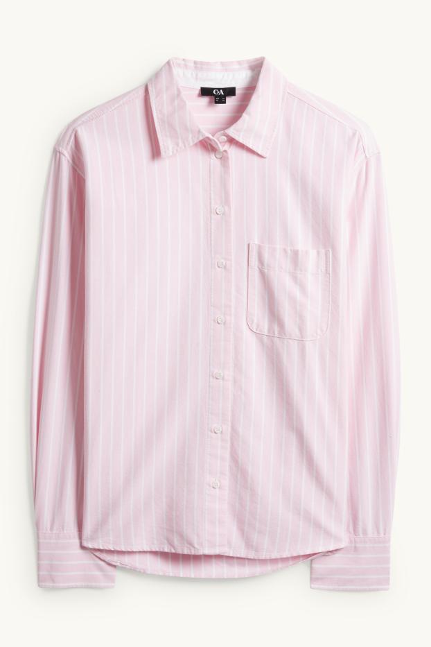 Damen - Bluse - gestreift - rosa