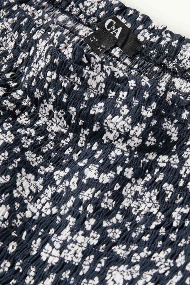 Donna - Blusa corta - arricciata - blu scuro / bianco