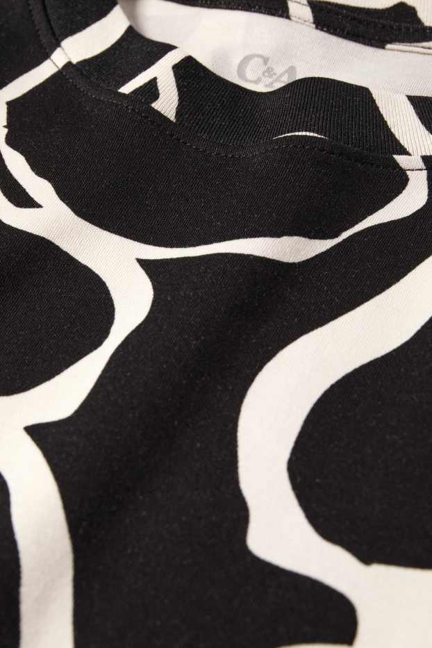 Women - T-shirt - regular fit - floral - black / white