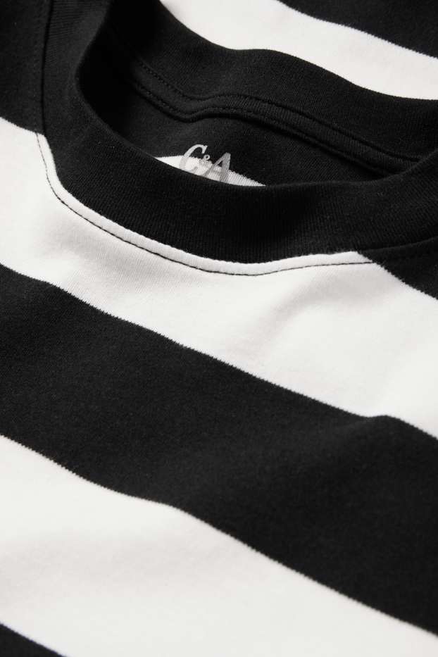 Femmes - T-shirt - slim fit - à rayures - noir / blanc