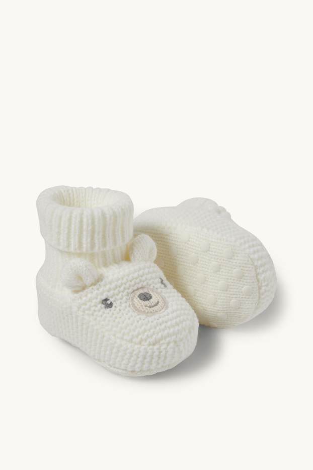 Unisex - Eisbär - Baby-Krabbelschuhe - weiss