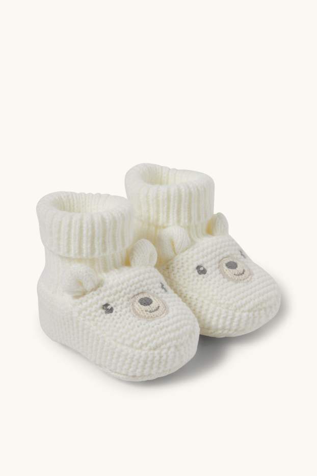 Unisex - Eisbär - Baby-Krabbelschuhe - weiss
