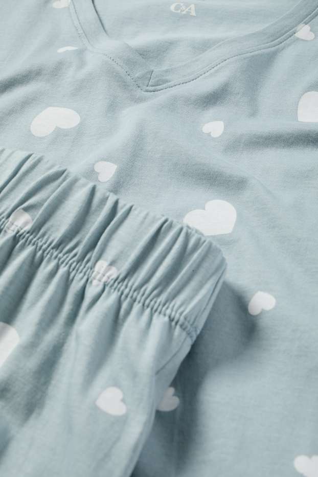 Damen - Pyjama - gemustert - hellblau