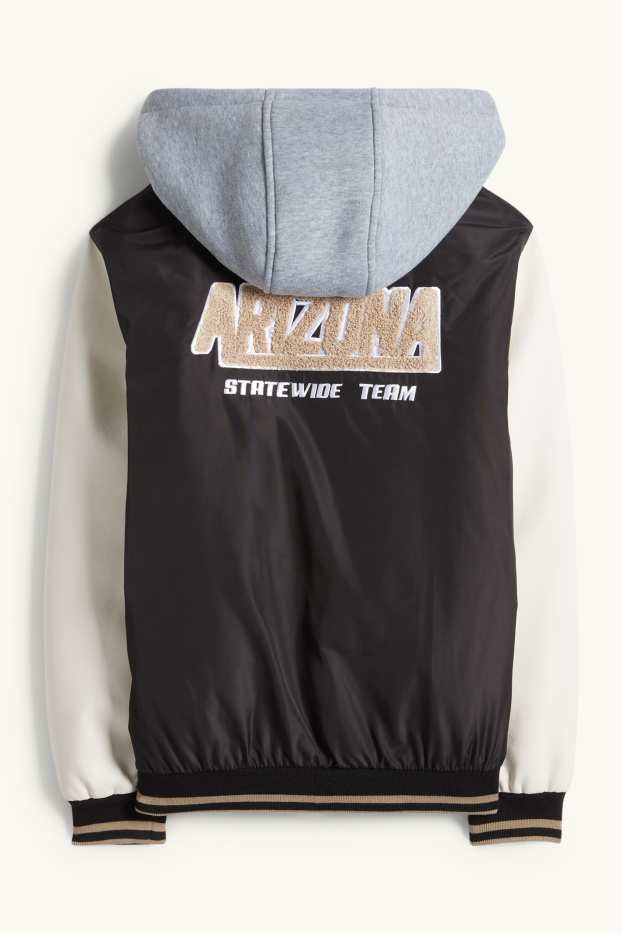 Copii - Băieți - Fotbal american - jachetă tip college cu glugă - negru