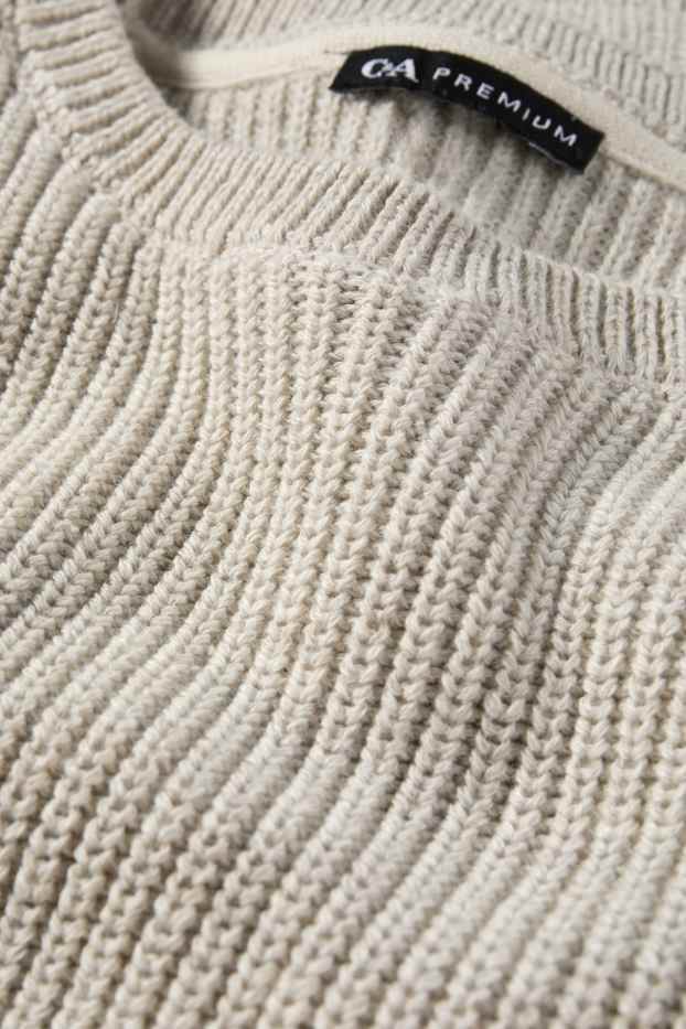 Enfants garçons - Pull - finition côtelée - beige clair