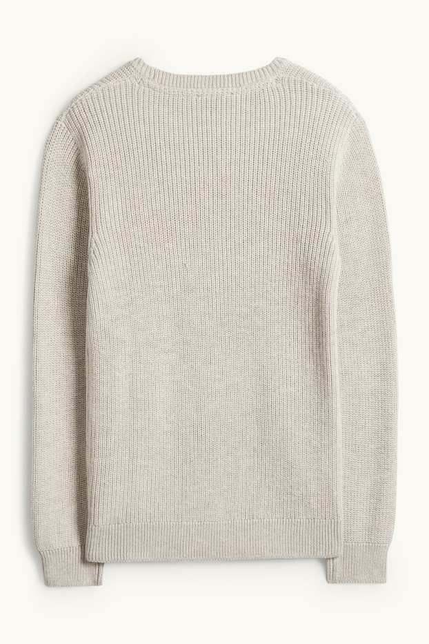 Enfants garçons - Pull - finition côtelée - beige clair
