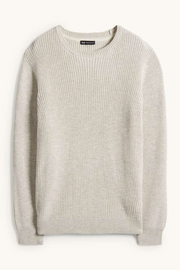 Enfants garçons - Pull - finition côtelée - beige clair