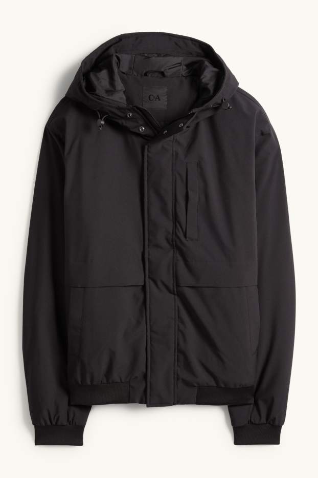 Pánské - Bunda s kapucí - s výplní - černá