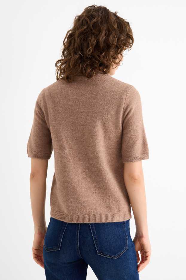 Mujer - Jersey de punto - manga corta - marrón claro