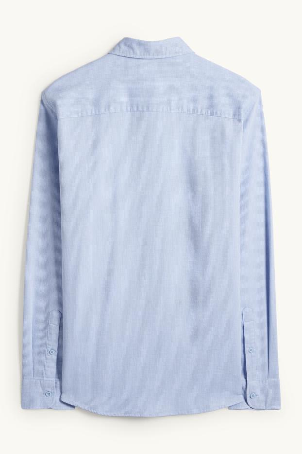 Hommes - Chemise - regular fit - col kent - finition texturée - bleu clair