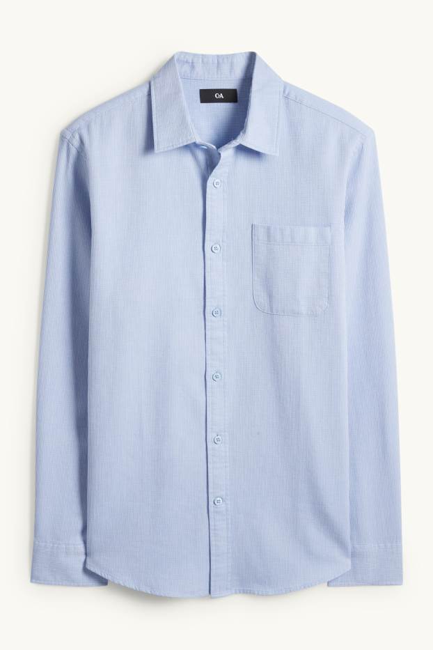 Hommes - Chemise - regular fit - col kent - finition texturée - bleu clair