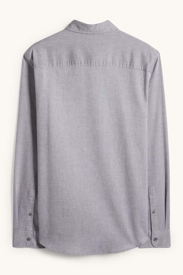 Hommes - Chemise - regular fit - col kent - finition texturée - gris