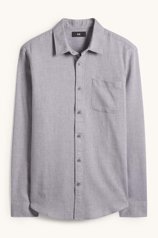 Hommes - Chemise - regular fit - col kent - finition texturée - gris