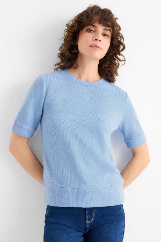 Donna - T-shirt - regular fit - a coste - azzurro
