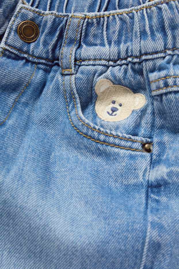 Baby Boys - Teddy bear - baby jeans - blue denim