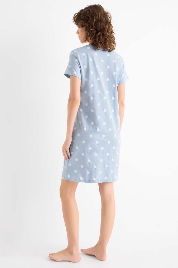 Donna - Camicia da notte - a pois - azzurro