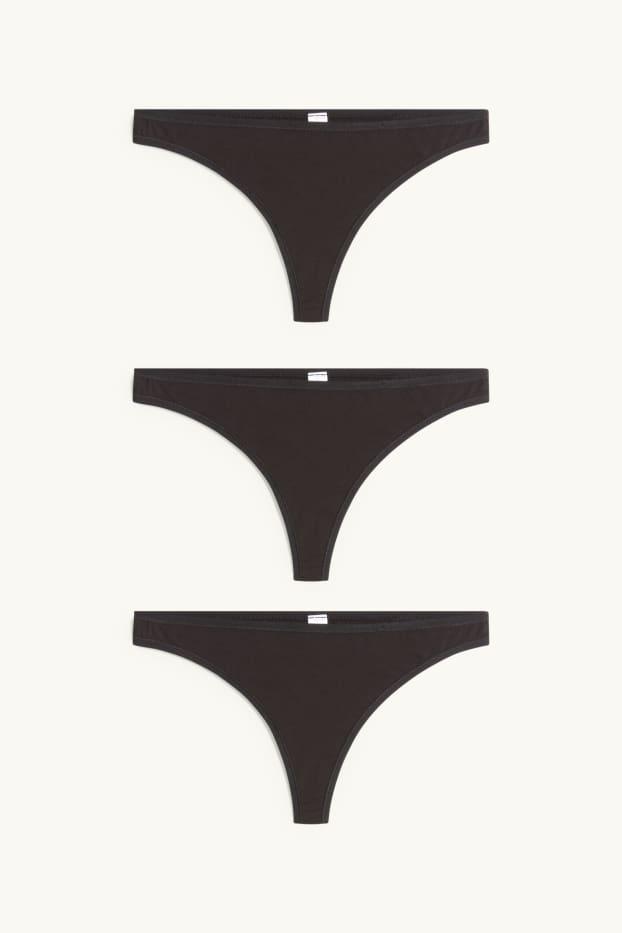 Femmes - Lot de 3 - strings - noir