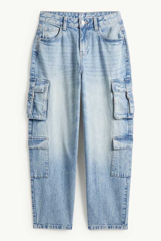 Děti - dívky - Cargo džíny - džíny - světle modré