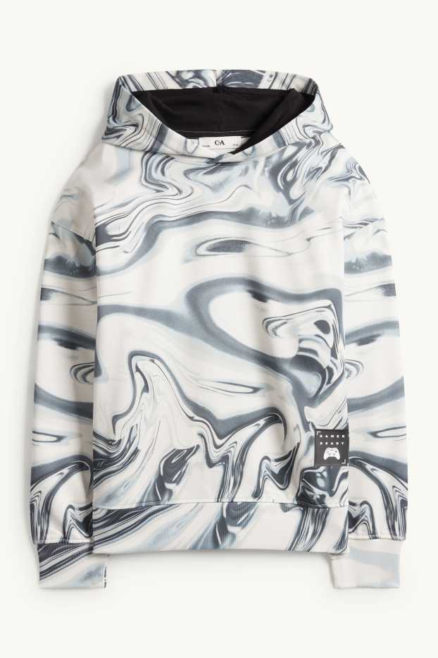 Kinder Buben - Gaming - Hoodie - gemustert - cremeweiß