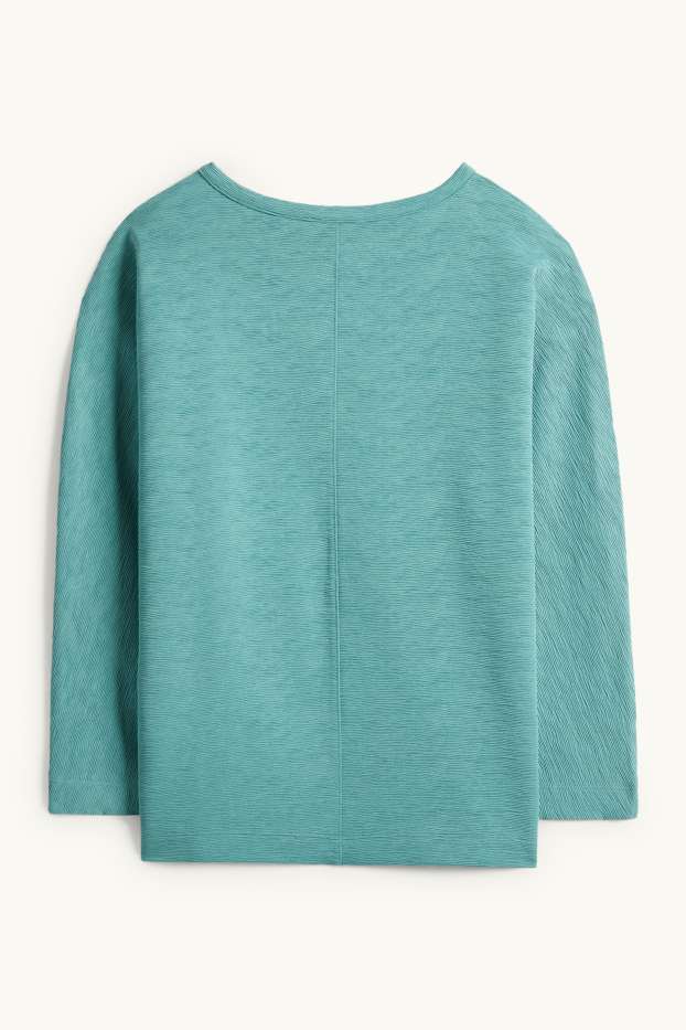 Damen - Sweatshirt - gerippt - grün