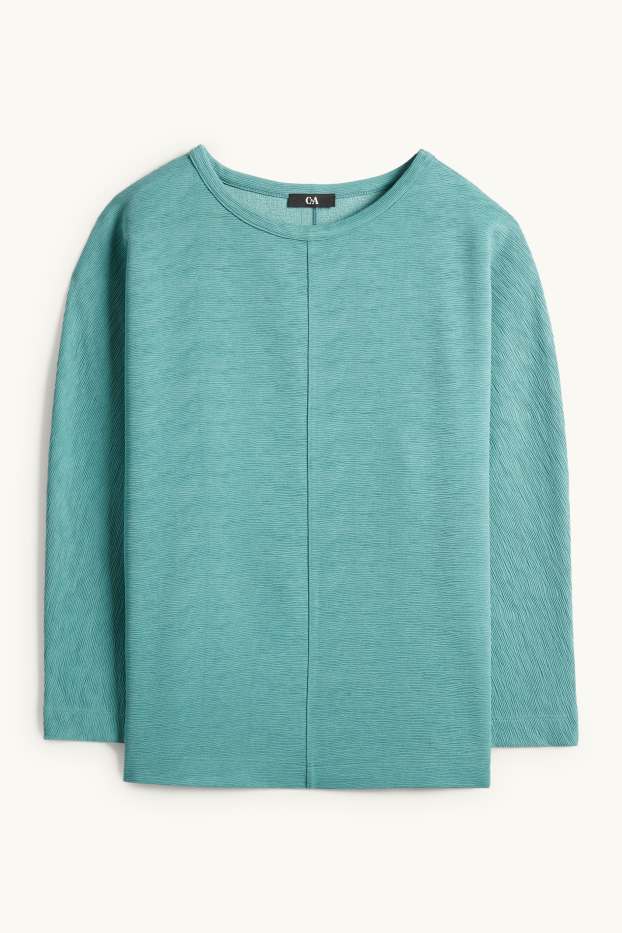 Damen - Sweatshirt - gerippt - grün