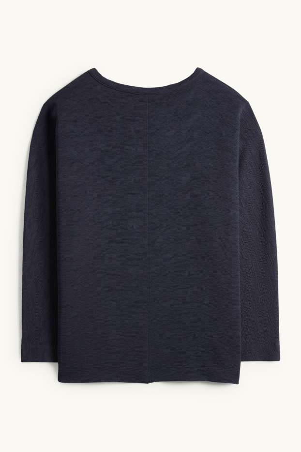 Damen - Sweatshirt - gerippt - dunkelblau