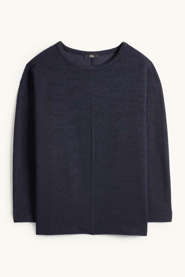 Damen - Sweatshirt - gerippt - dunkelblau